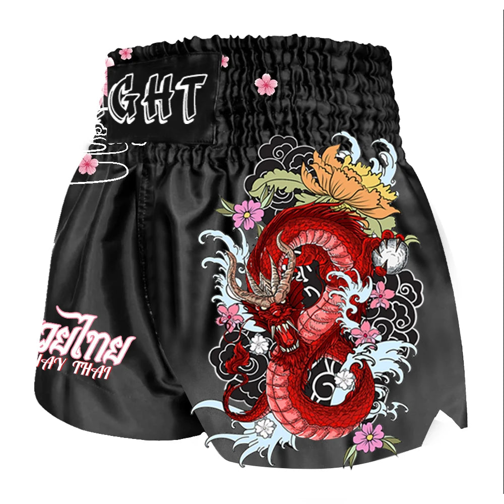 Muay Thai Shorts Mma Boxing Apparel Men's Women's Kids Workout Bodybuilding Gym Sports Training Shorts Fight Kickboxing Pants - reetell