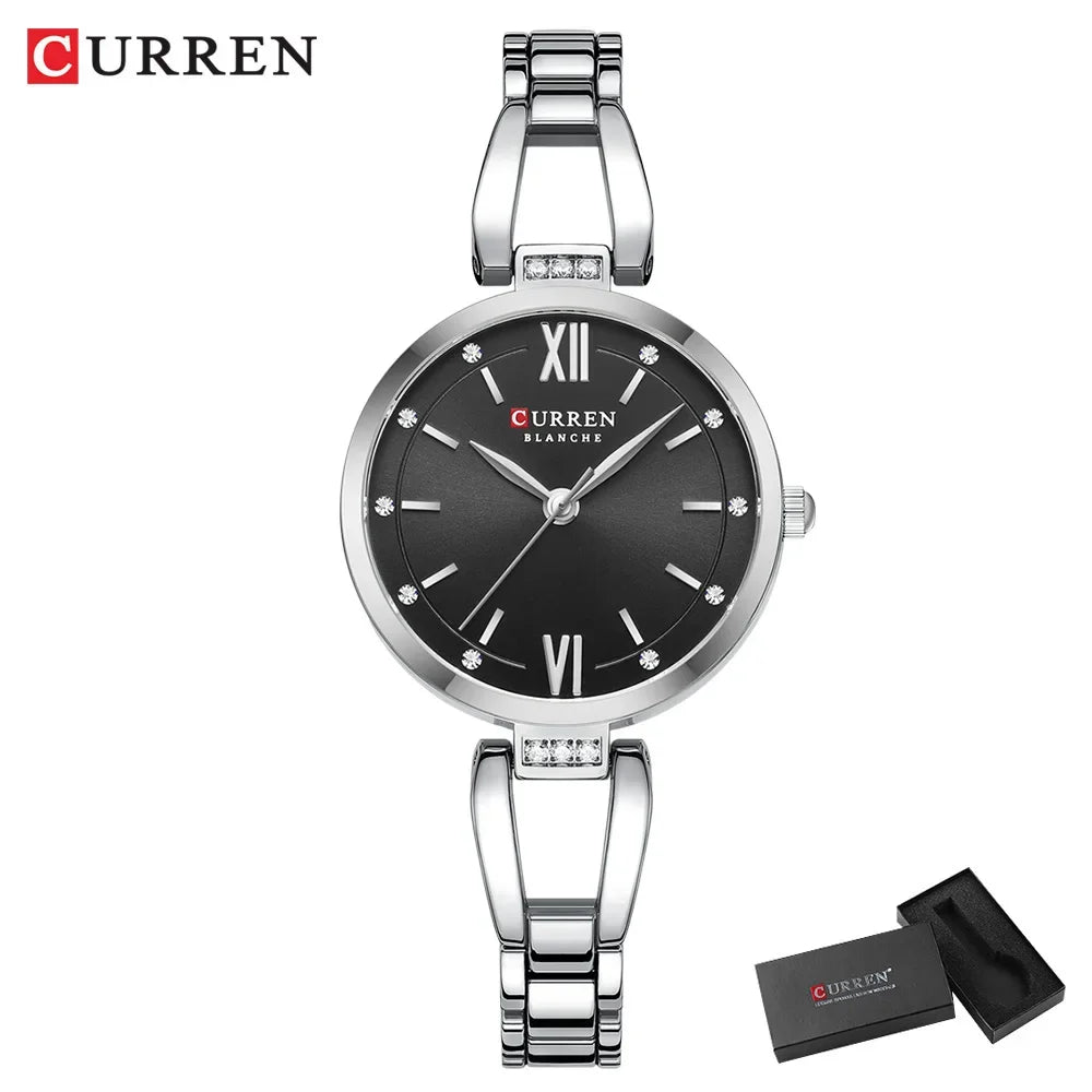 CURREN Women's Watches Elegant Fashion Original Quartz Watch for Laides Waterproof Stainless Steel Simple Luxury Daily Wear