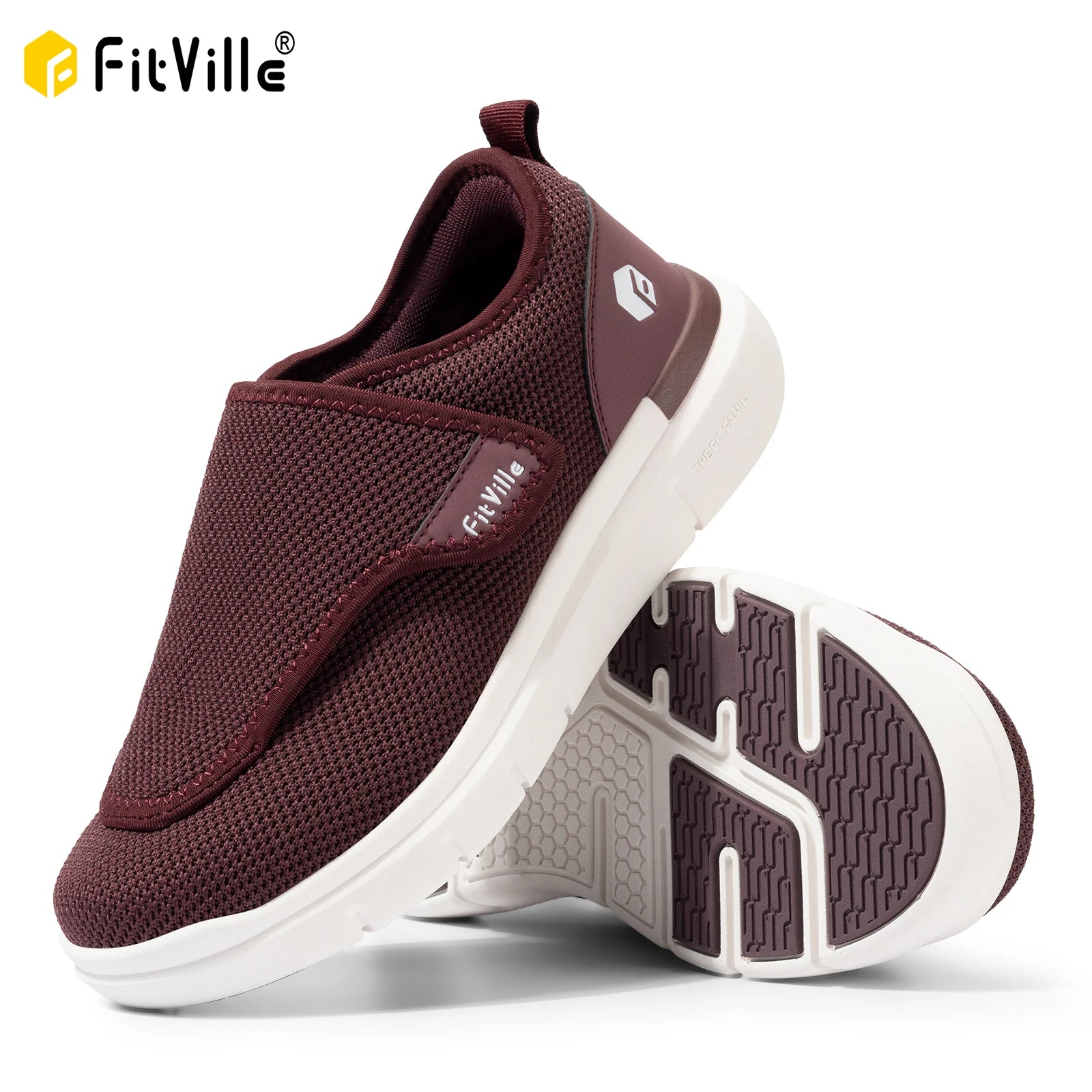 FitVille Extra Wide Women's Diabetic Shoes Adjustable Walking Shoes for Elderly Orthopedics Wide Feet Swollen Foot Pain Relief