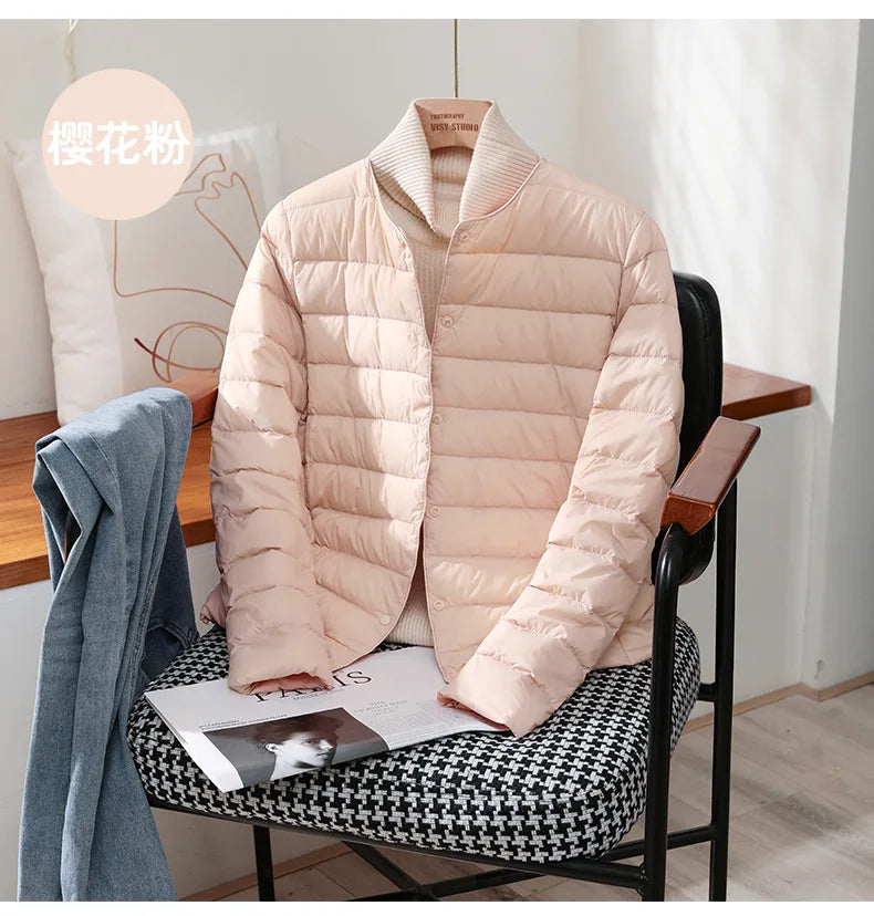 2024 New Arrivals Autumn Winter Warm Women White Duck Down Slim Jackets Female Fashion Ultra Lightweight Packable Puffer Coats - reetell