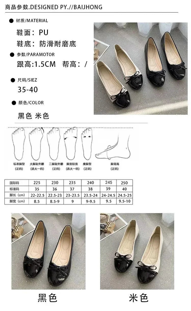 Women's Flat Shoes Comfort Non-slip Ladies  Leather Flats Elegant Bowknot Women's Single Shoes Mother's Shoes - reetell