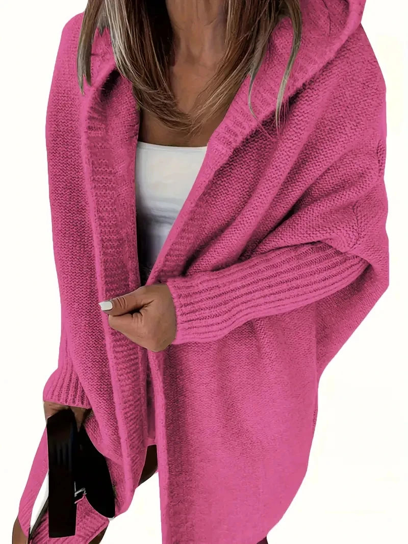 Hooded Knitted Cardigan Long Sleeve Casual Sweater For Winter & Fall Women's Clothing - reetell