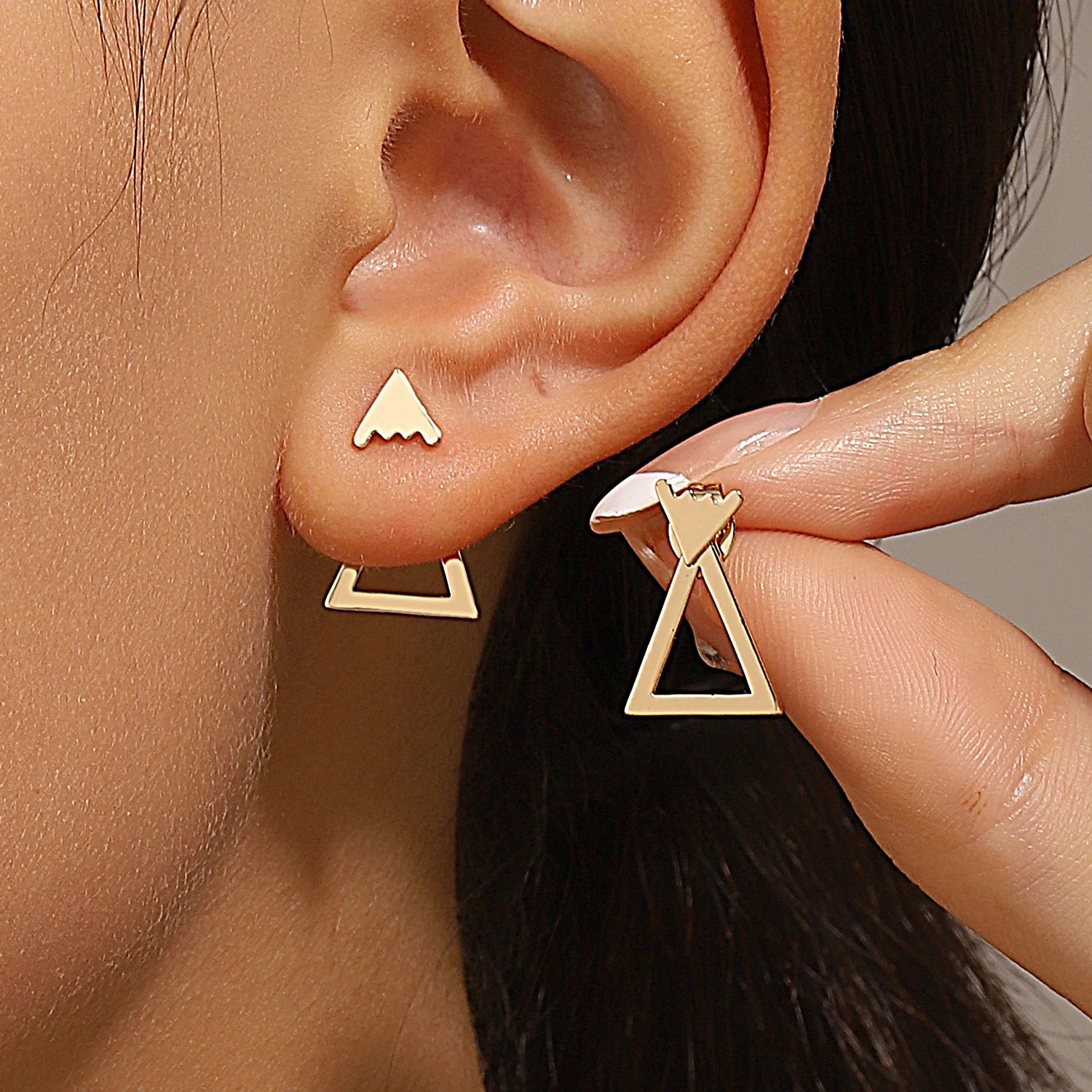 Retro Minimalist Geometric Square Detachable Triangles Stud Earrings for Women Fashion Jewelry Accessories Party Gifts