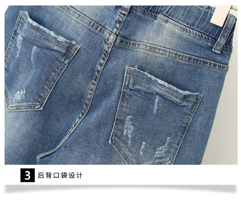 XL-6XL Plus Size jeans for Women Mom Jeans Woman Elastic High Waist Blue BaggyJeans Denim Ripped Jeans Female Harem Pants - reetell