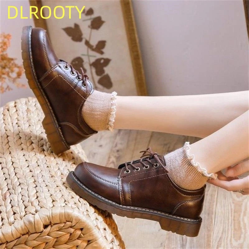 shoes women Oxfords Lace Up Brogue Shoes Flat Platform Ladies Non-slip Shoes Breathable Casual woman Low Footwear zapatos mujer - reetell