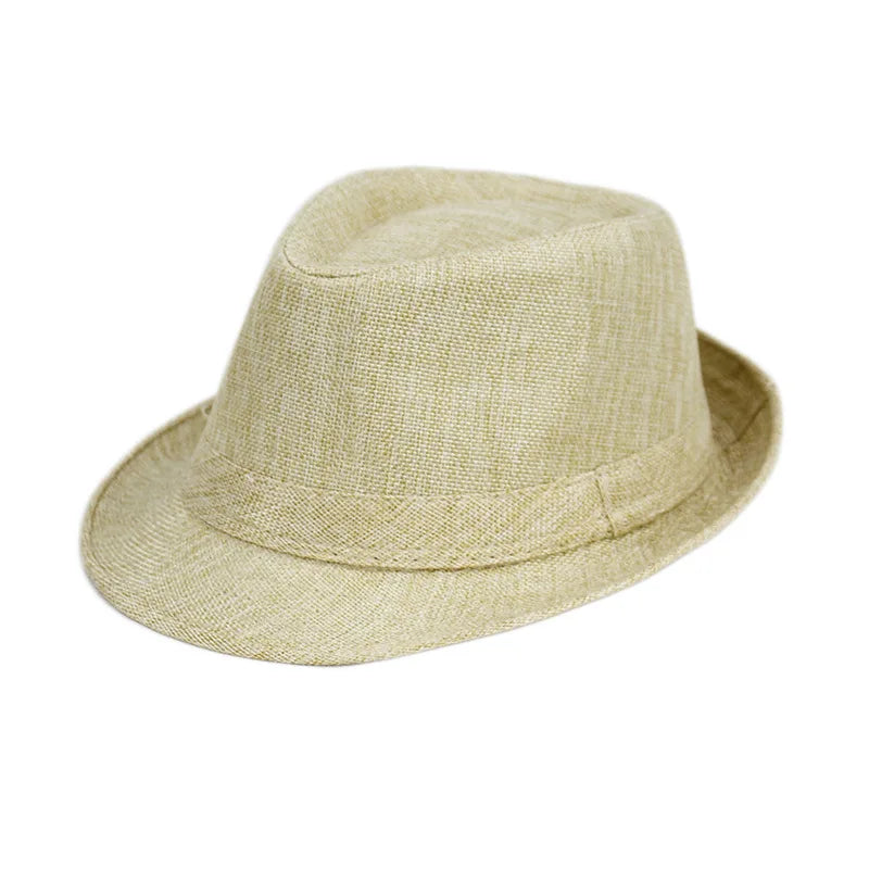 Linen Panama Solid  Jazz Hat Cowboy  Men's Women's Children's British Sun Hat