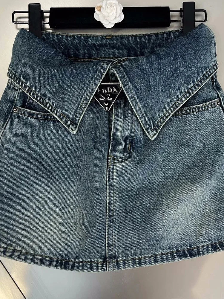 Fashion High Waist Denim Mini Skirt Women's 2023 Summer New Fashion Button Zipper Slim Fit Korean Street  Casual A-line Skirt - reetell