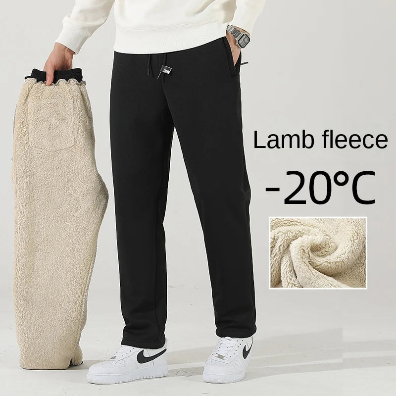 Winter Cashmere Pants Men's Fleece Warm Thick Casual Sports Pants High Quality Fashion Drawstring Large Size Jogger Pants L-8Xl - reetell