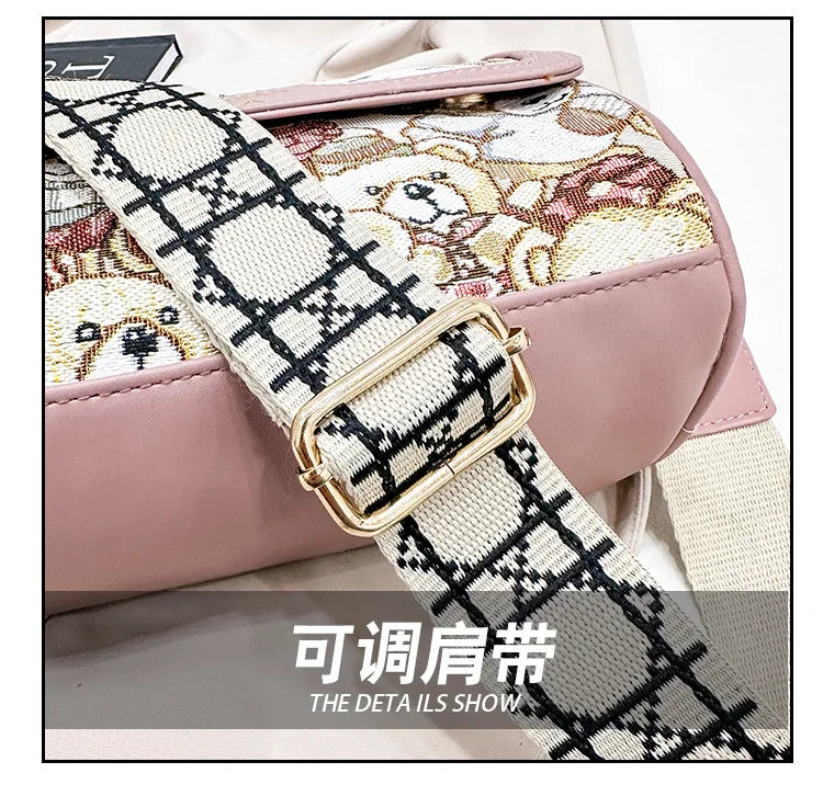 Casual Crossbody Bag Bear Pattern Stylish and Playful Handbags Women Bags Shoulder Hand Bags for Women Purses and Handbags ﻿