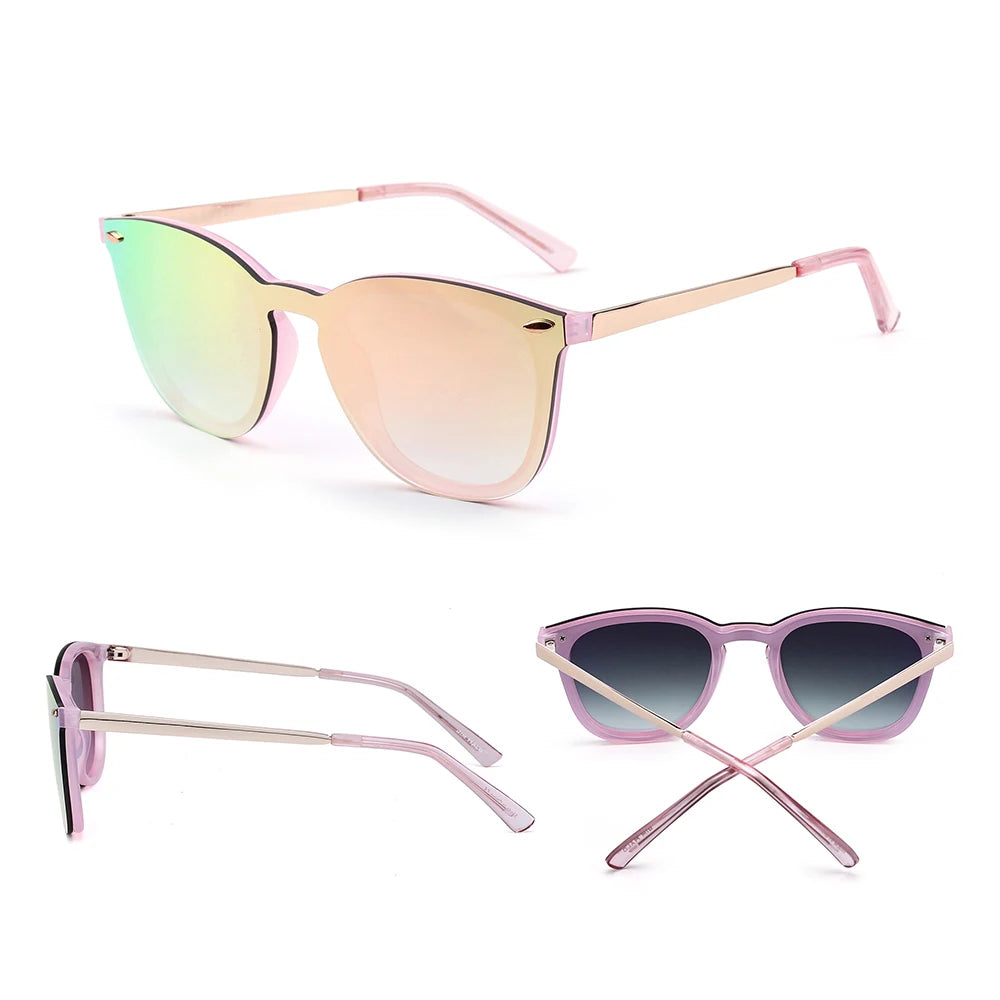 JIM Trendy Rimless Mirrored Sunglasses Reflective Sun Glasses for Women Men UV400 - reetell