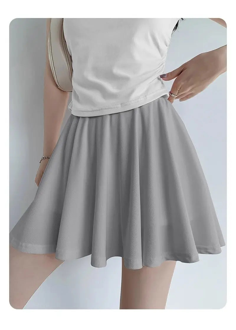 Yasuk Spring Summer Sporty Casual Slim Sport Shorts Pants Panty Dress Sweet Cool Girl Soft Ice Silk Pleated Skirt - reetell