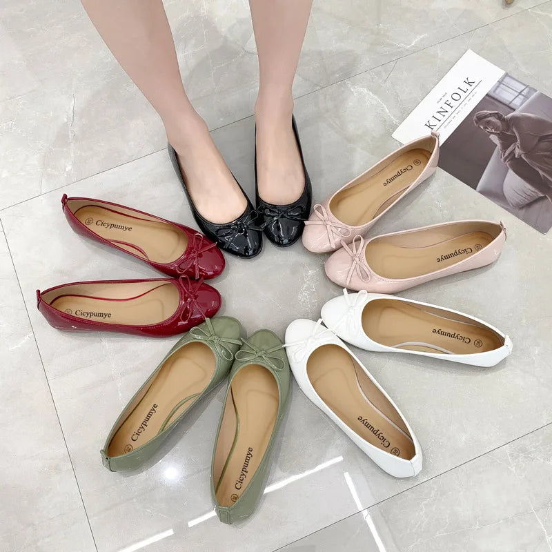 Flat Shoes Women Ballerinas Round Toe Bowtie Slip on Ballet Flats Lazy Loafers Moccasins Ladies Casual Flats Shoes 2023 - reetell