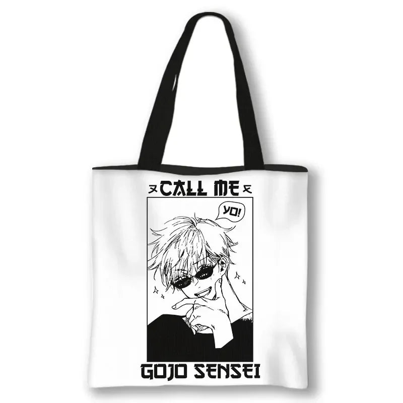 Japanese Anime Jujutsu Kaisen Tote Bags Gojo Satoru Tops Yuji Itadori Girls Shoulder Bag Women Handbag Beach Party Shopping Bag