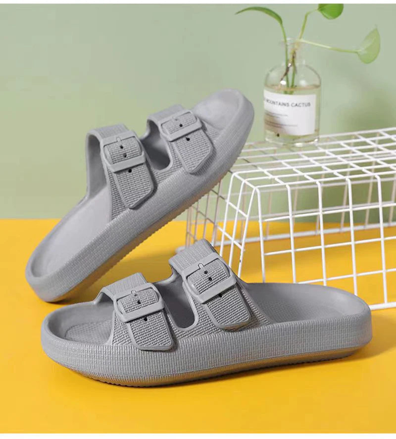 Soft Sole Home Slippers Men Summer Adjustable Buckle Non-Slip Beach Flip Flops Man Comfortable Thick Bottom Platform Sandals