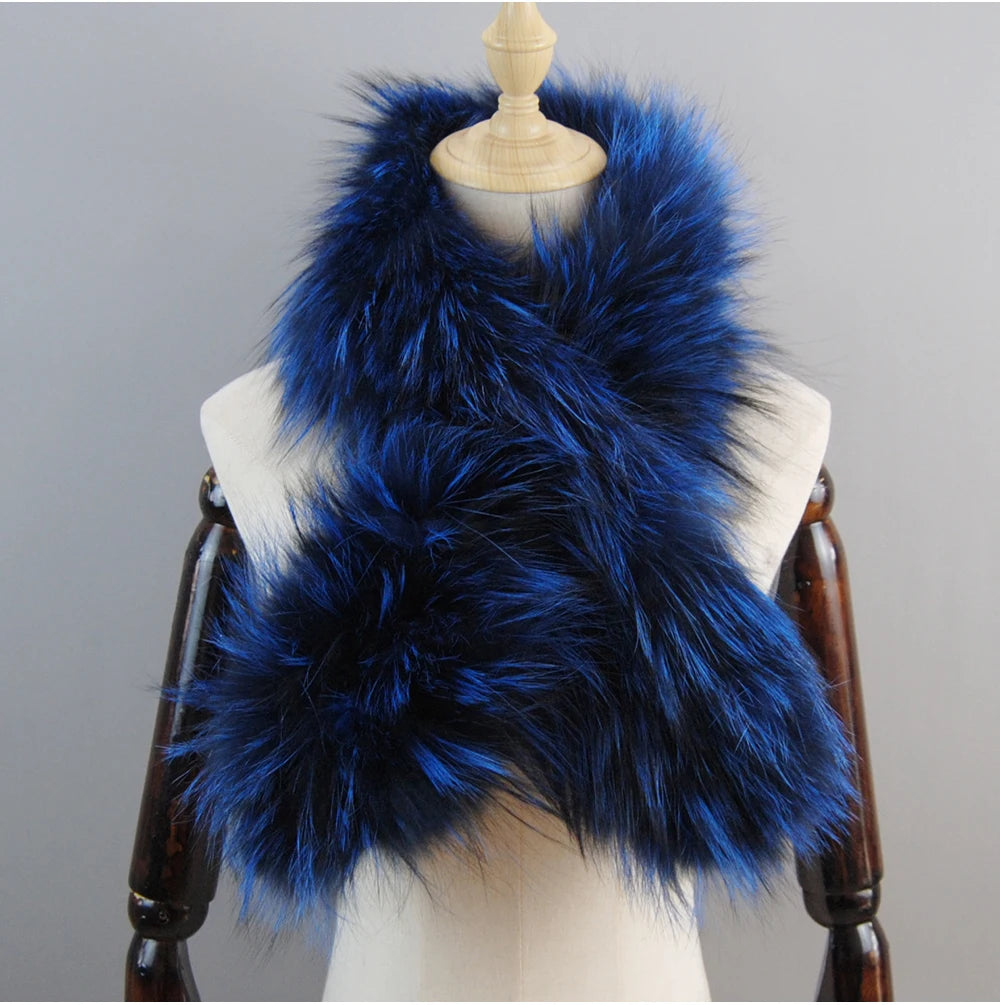 2024 New Women Winter Warm Natural Fox Fur Scarf Ring Knit Real Fox Fur Lady Fashion Neckerchief Scarves Women Real Fur Bandana - reetell