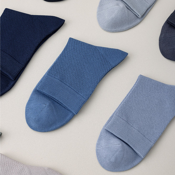 5 Pairs Men High Quality 96% Pure Cotton Socks Antibiosis Business Deodorant Sock Mesh Breathable Male Solid Color Casual Summer