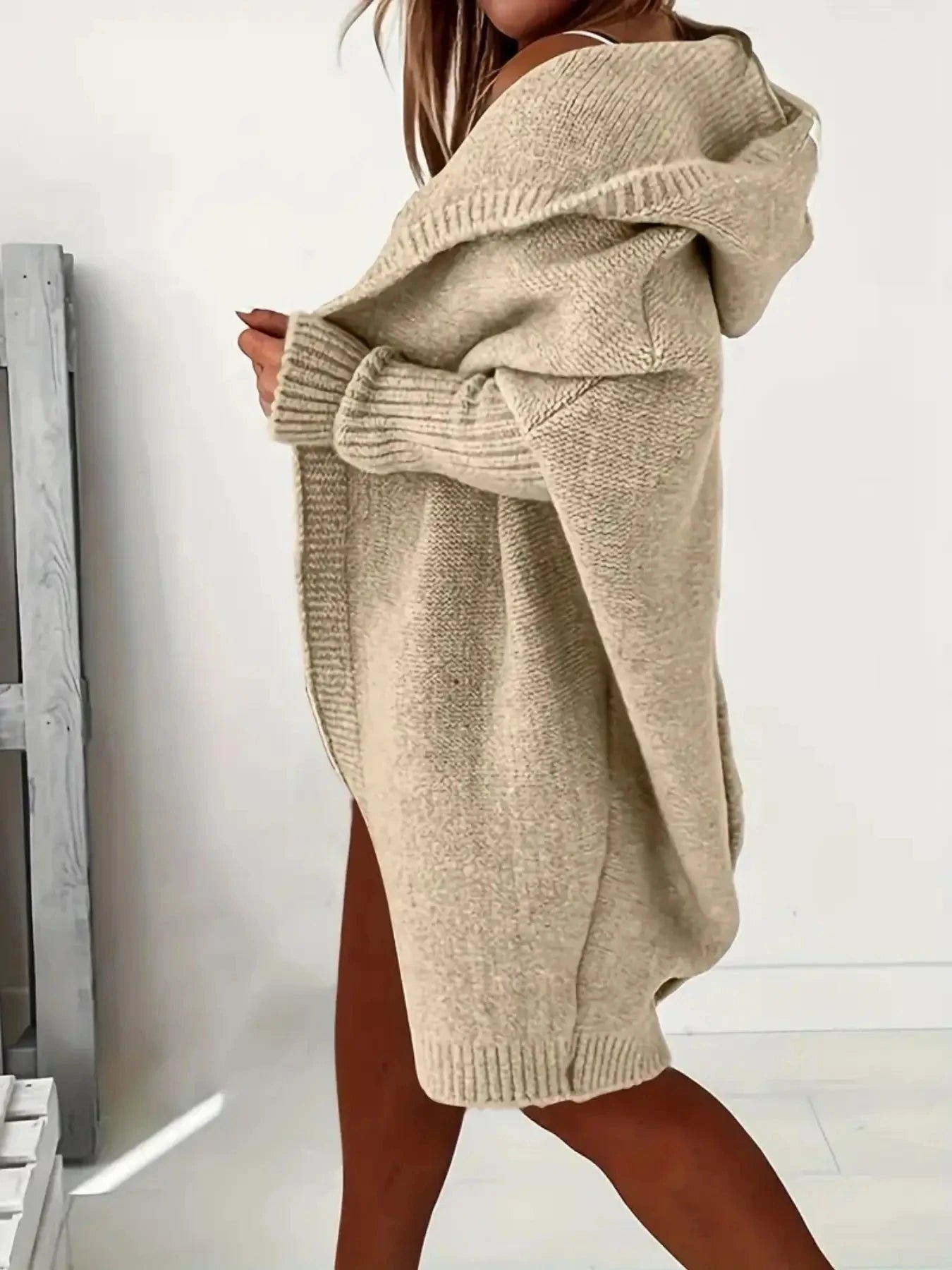 Hooded Knitted Cardigan Long Sleeve Casual Sweater For Winter & Fall Women's Clothing - reetell