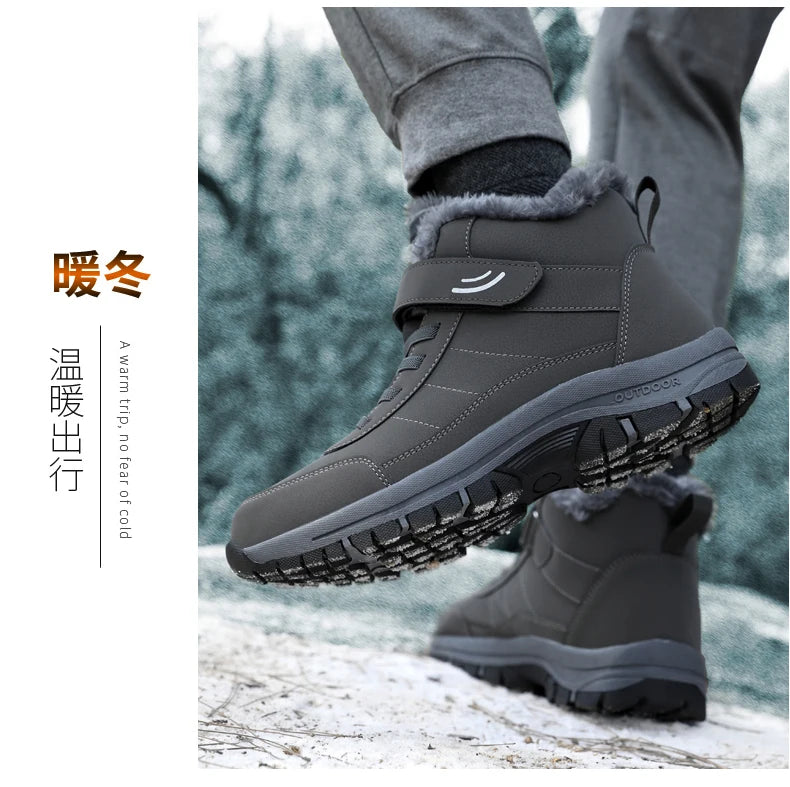 Winter Women Snow Boots Warm Plus Velvet Men Cotton Shoes Windproof Women's Boots Comfortable Casual Shoes Non-slip Hiking Boots - reetell