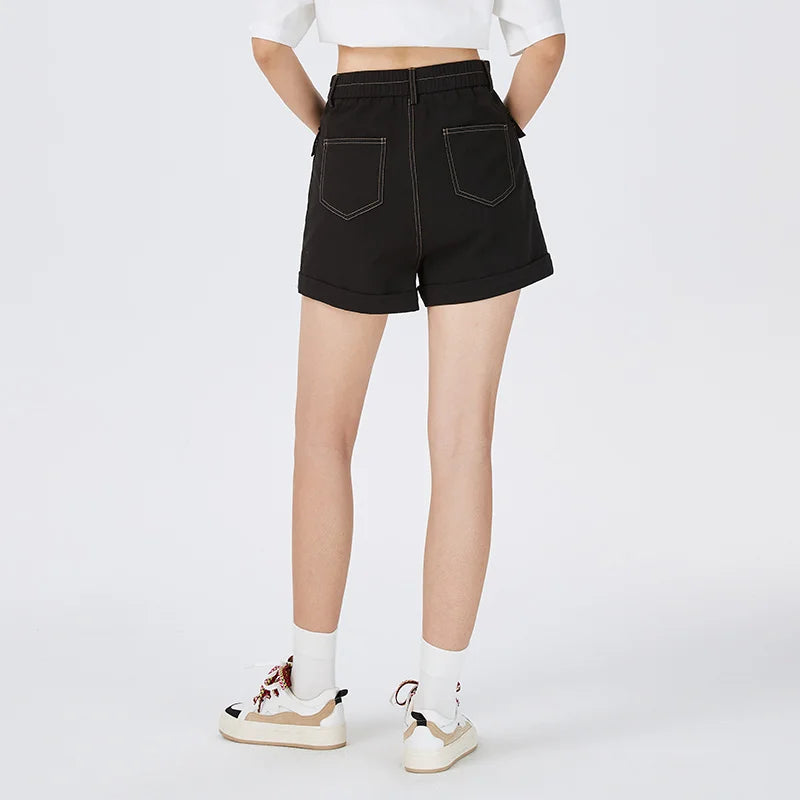 Semir Casual Pants Women Cargo Pants Simple And Handsome 2024 Summer New Pure Cotton A-Line Shorts Versatile - reetell