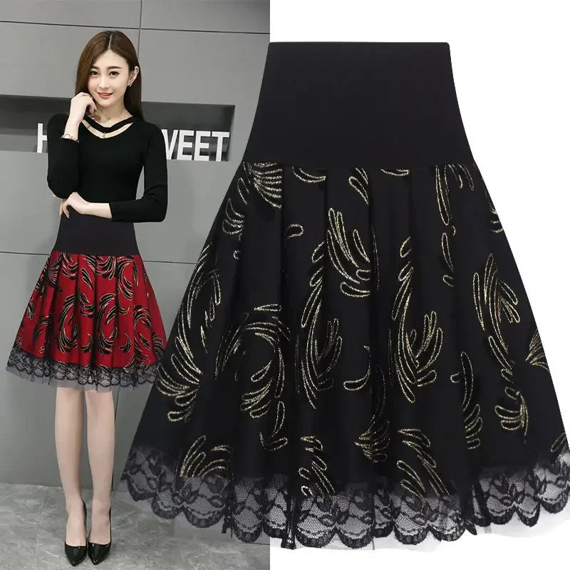 Voile Pleated A- line Short Skirt Elastic Waist Large Size Woman Skirts Mujer Faldas Saias Mulher - reetell