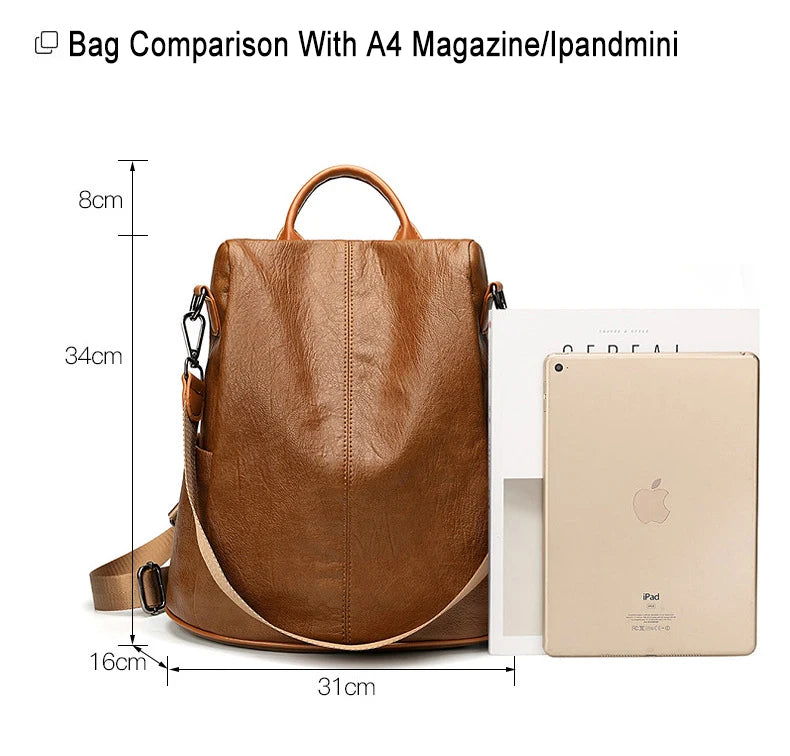 2 in 1 Women Backpacks Luxury Designers Anti Theft Korean Style Pu Leather Work Fashion Backpacks University Shoulder Bag Casual