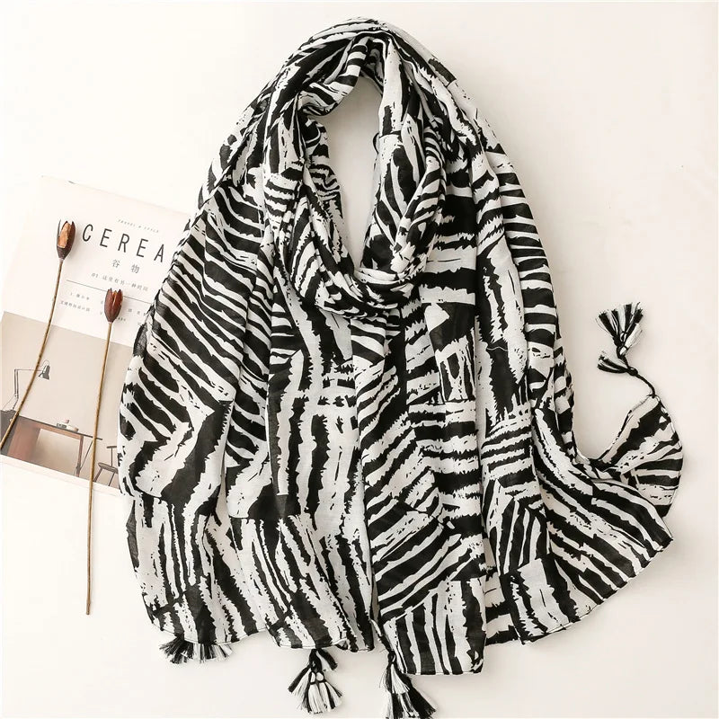 NEW Women's Scarf Zebra Pattern Print Scarves Spring Autumn Stripe Shawl And Wraps For Lady Muffler Hijab 180*90cm - reetell