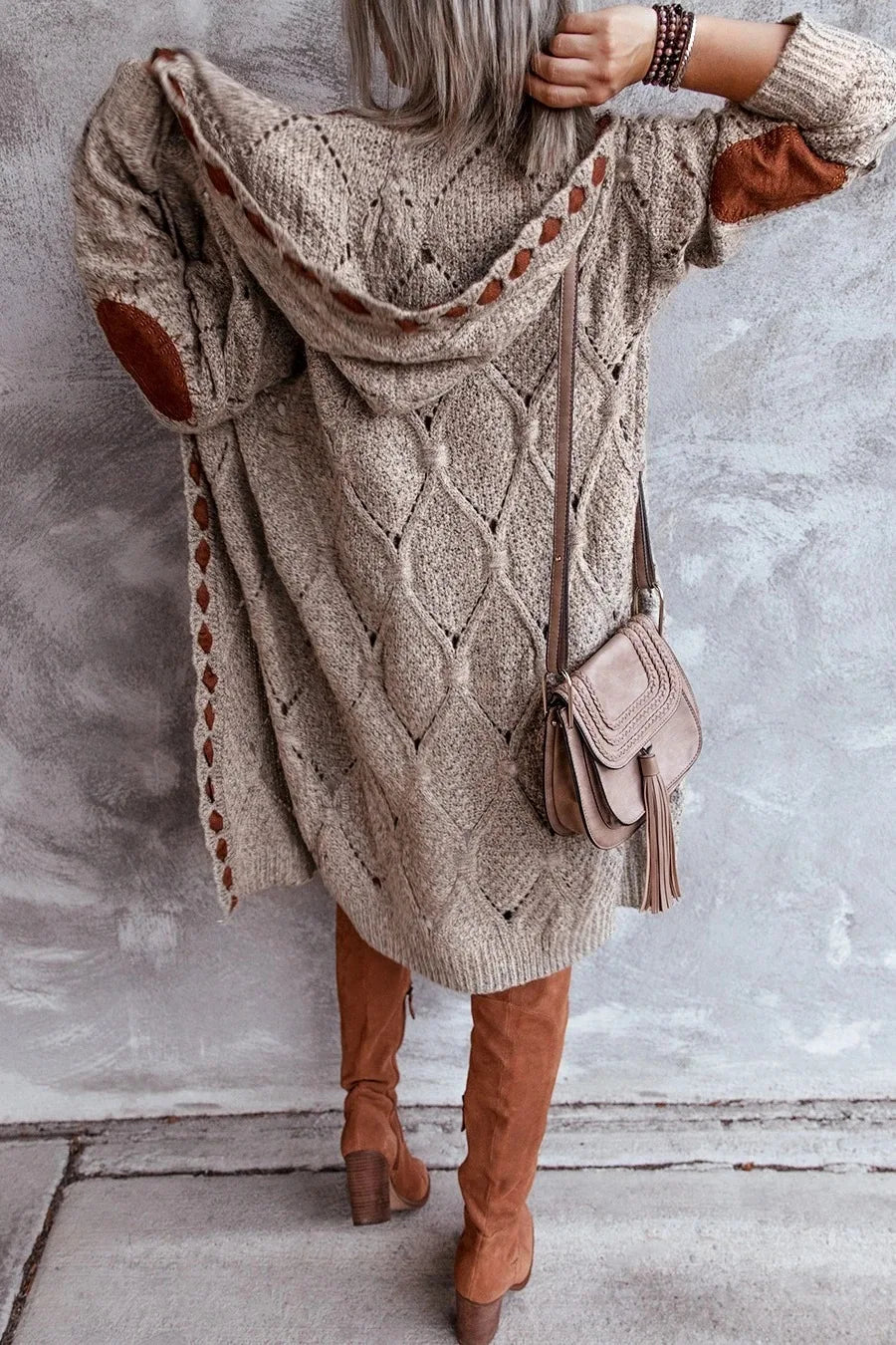 Thick Knitted Cardigan Women V-neck Long Vintage Hooded 2023 Spring Autumn Jumper Outerwear Sweaters Y2k Sweater Jumpers Jacket - reetell