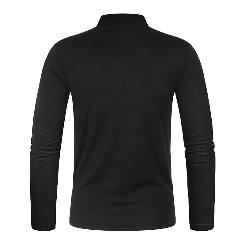 Men Spring Autumn Solid Cotton Long Sleeve Polo Shirt Fashion Brand Male Casual Breathable Daily High Quality Bottoming Shirt