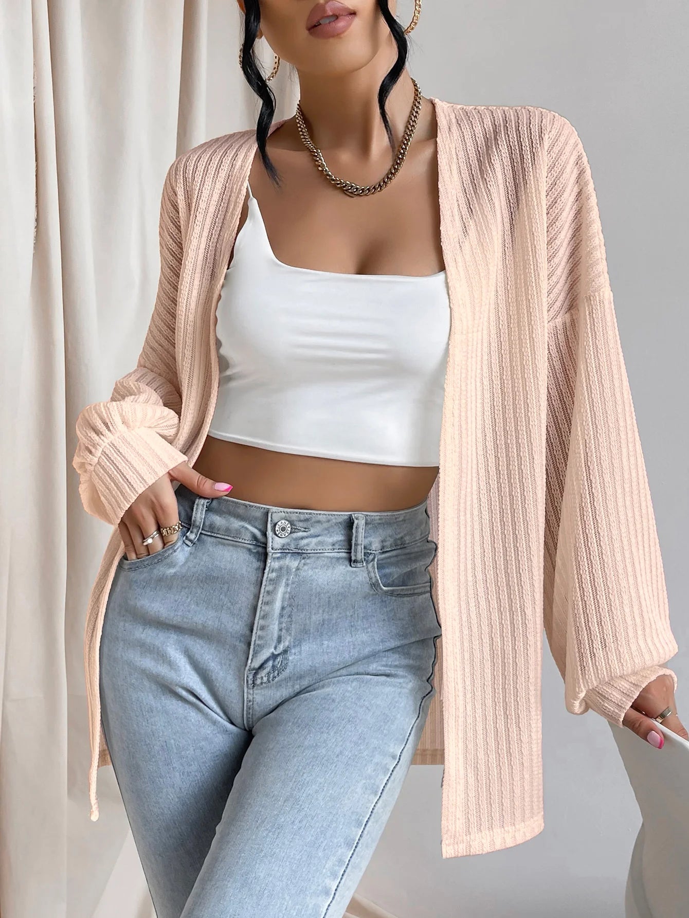 Women's 2023 Fall Winter Long Sleeve Open Front Casual Lightweight Soft Cardigan Sweater Outerwear - reetell