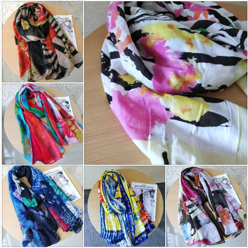 Foreign trade original order from Spain, fashionable printed embroidery, beach leisure, comfortable, women's scarves and shawls