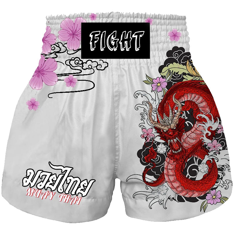 Muay Thai Shorts Mma Boxing Apparel Men's Women's Kids Workout Bodybuilding Gym Sports Training Shorts Fight Kickboxing Pants - reetell