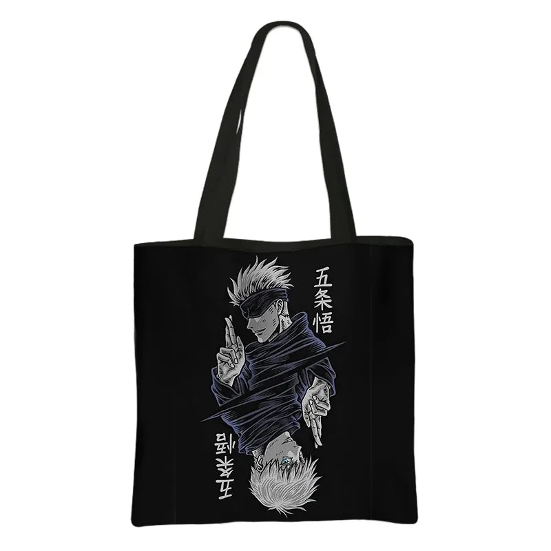 Japanese Anime Jujutsu Kaisen Tote Bags Gojo Satoru Tops Yuji Itadori Girls Shoulder Bag Women Handbag Beach Party Shopping Bag