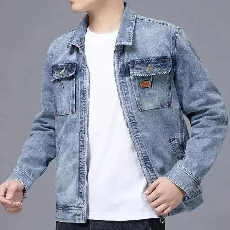 Men's denim overalls new all-in-one stylish jacket - reetell