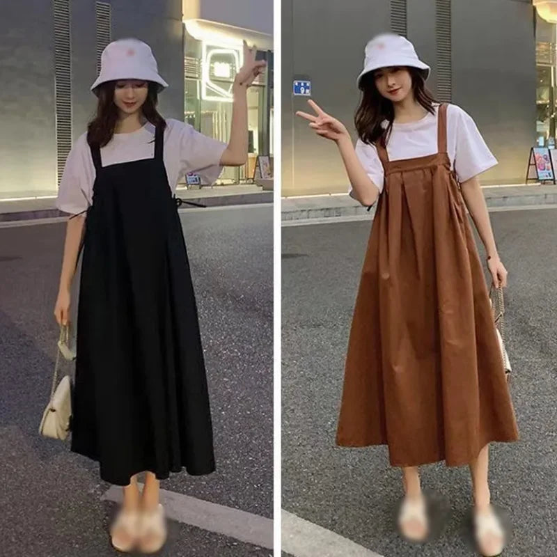 New Summer Loose Dress Fashion Casual Ladies Women Strap Dress