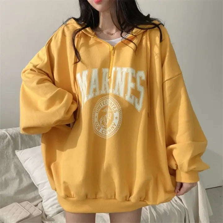 Women's Loose Hoodies Sweatshirts Spring Autumn New Long Sleeve Solid Plus Size Pullovers Tops Casual Fashion Trend Clothing - reetell