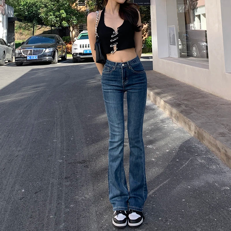 ZOENOVA Flare Jeans Low Waist Loose Comfortable Jeans For Women Pants 2022 Elastic Fashion Boyfriend Style Denim Pant Trousers - reetell