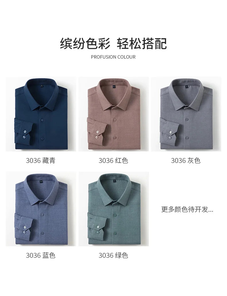 Autumn and Winter Men's Clothing Wool Shirt Square Collar Youth Business Casual Business Gentleman Slim Fit Business Shirt - reetell