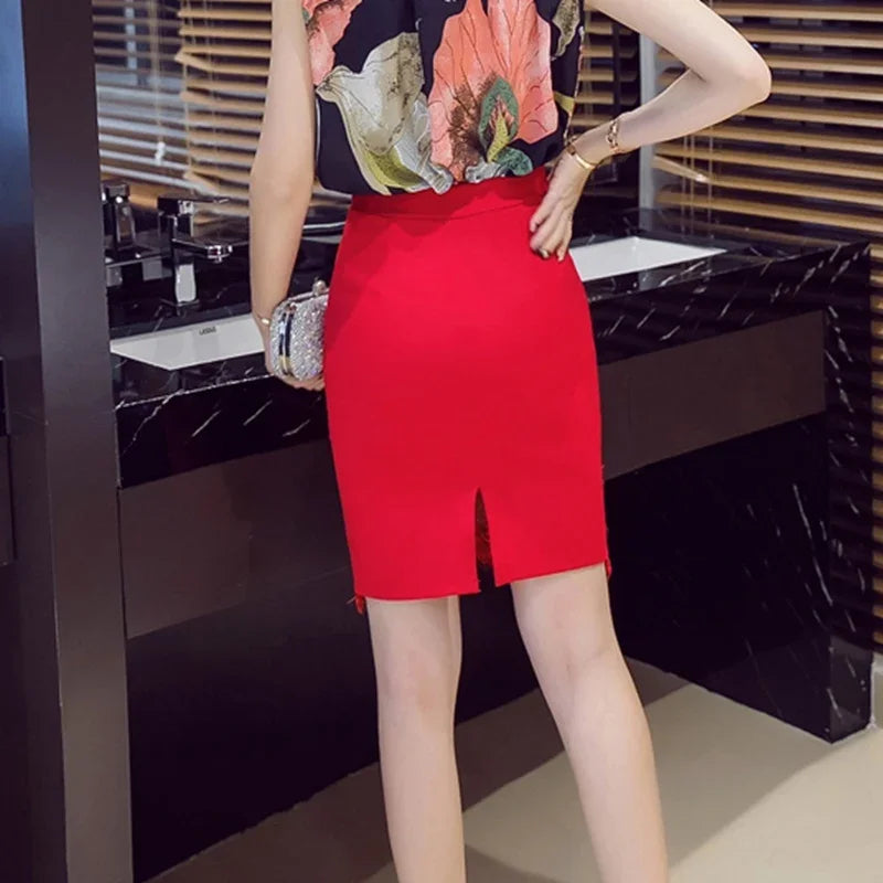 SEXMKL 5XL Women Summer Mini Skirts 2024 Fashion High Waist Skirt Lace Patchwork Ladies Midi Skirt Elegant Stretch Pencil Skirt - reetell