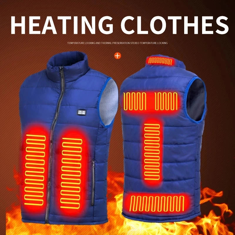 9 Areas Heated Vest Jacket USB Men Winter Electrically Heated Thermal Waistcoat for Hunting Hiking Warm Hunting Jacket - reetell