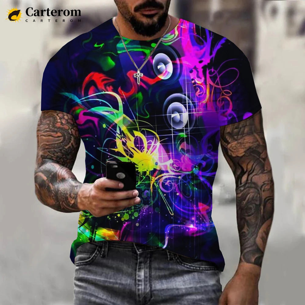 2022 New Fashion Neon Graffiti Printed 3D T-shirt Men Women Summer Casual Short Sleeve Hip Hop Harajuku Streetwear Tops - reetell