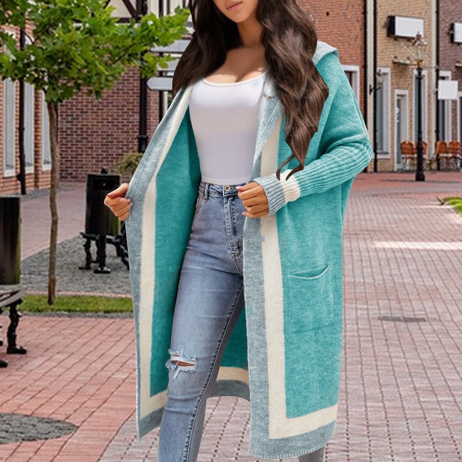 Women's Casual Hooded Sweater Cardigan Coat Chic Warm Loose Fit Streetwear Long Sweater Knitted Cardigan Autumn Winter Oversized - reetell