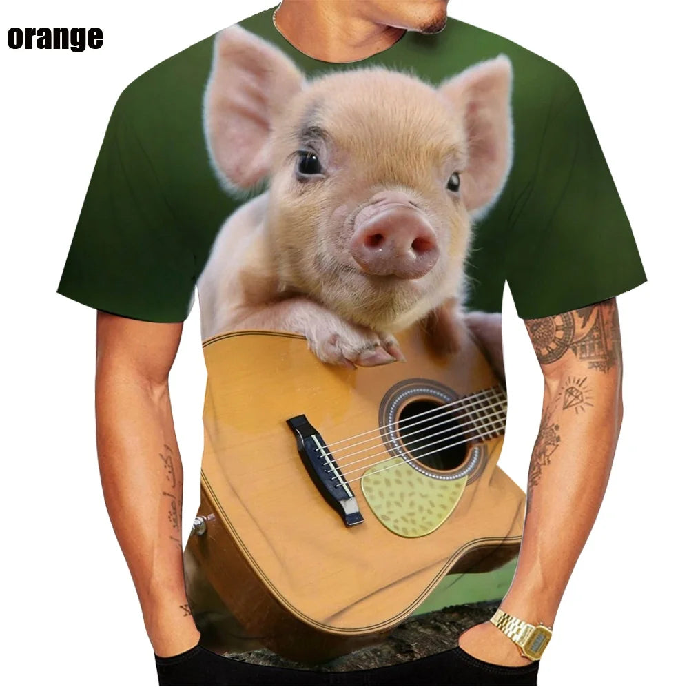 2022 Popular Novelty Animal Pig 3d Printing T-shirt Funny Pig Casual Summer Top Breathable and Comfortable Soft T-shirt