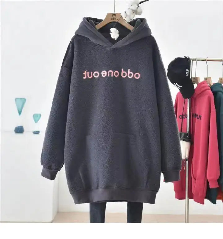 Autumn and Winter New Simplicity Versatile Temperament Women's Clothing Fashion Drawstring Letter Printing Long Sleeve Hoodie - reetell