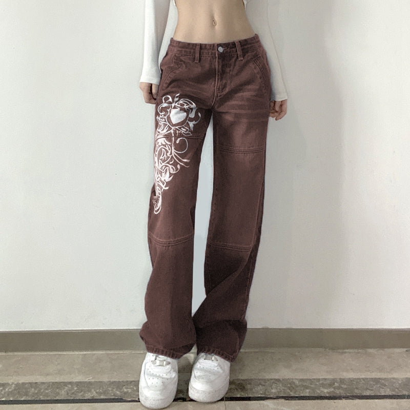 Harajuku Grunge Vintage Low Waisted Cargo Pants Y2K Aesthetics Indie Women&/39;s Jeans Pockets Korean Streetwear Retro Trousers - reetell