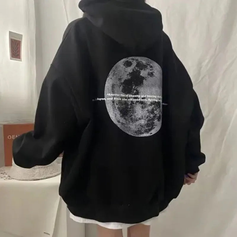 100% Cotton Letter Print Loose Sweatshirt Women Autumn Korean Oversized Lazy Style Casual Hoodie Harajuku All Match Streetwear - reetell