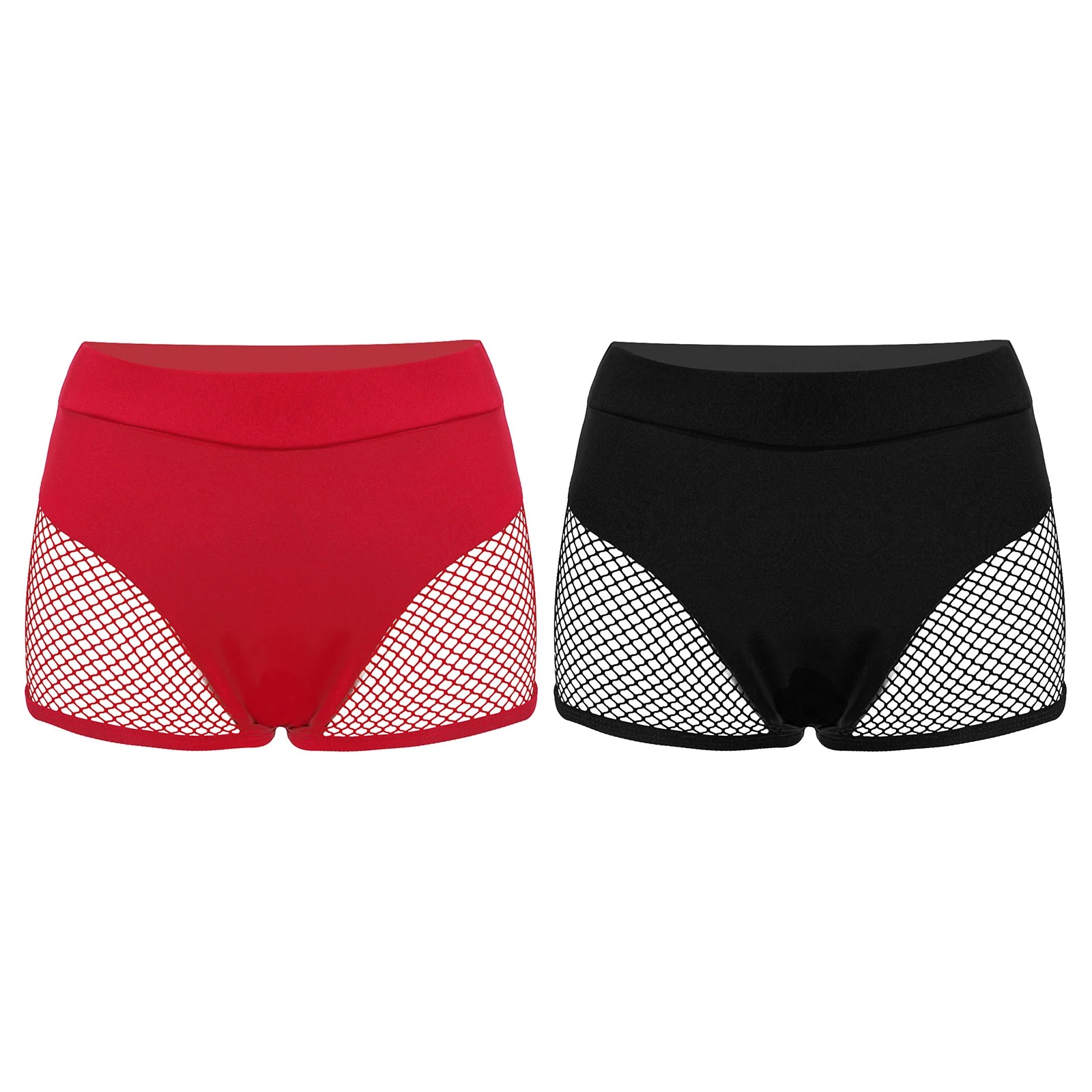 Womens Hollow Out Fishnet Booty Shorts Sexy Lingerie Mid Waist Stretchy Hot Pants for Sports Fitness Yoga Pole Dancing Swimming - reetell