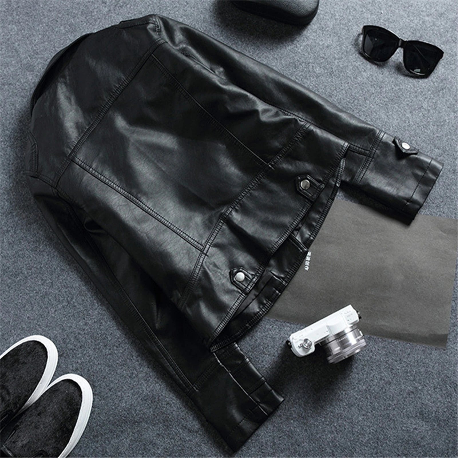 Female's Biker Lapel Jacket Waterproof Leather Jacket Cool For Daily Going Out Or At Home