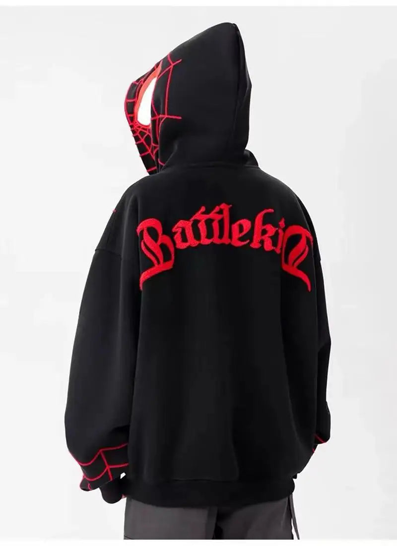 Gothic Y2k Anime Embroidery Zipper Spider Hoodies Men Sweatshirt Clothes Harajuku Oversize Hip Hop Long Sleeve Hoodie Men Women - reetell