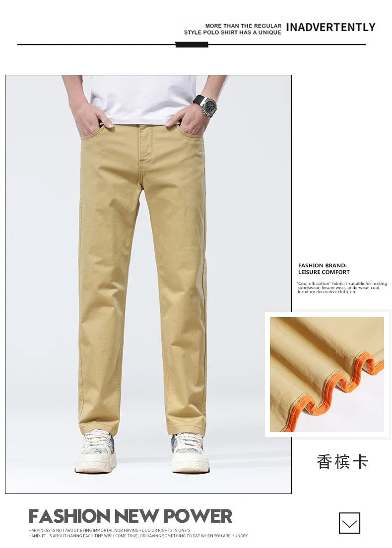 Fizma Man Pants Summer Business Casual Pants Classic Solid Color Loose Straight Trousers Brand Men's Clothing New In Baggy Pants - reetell