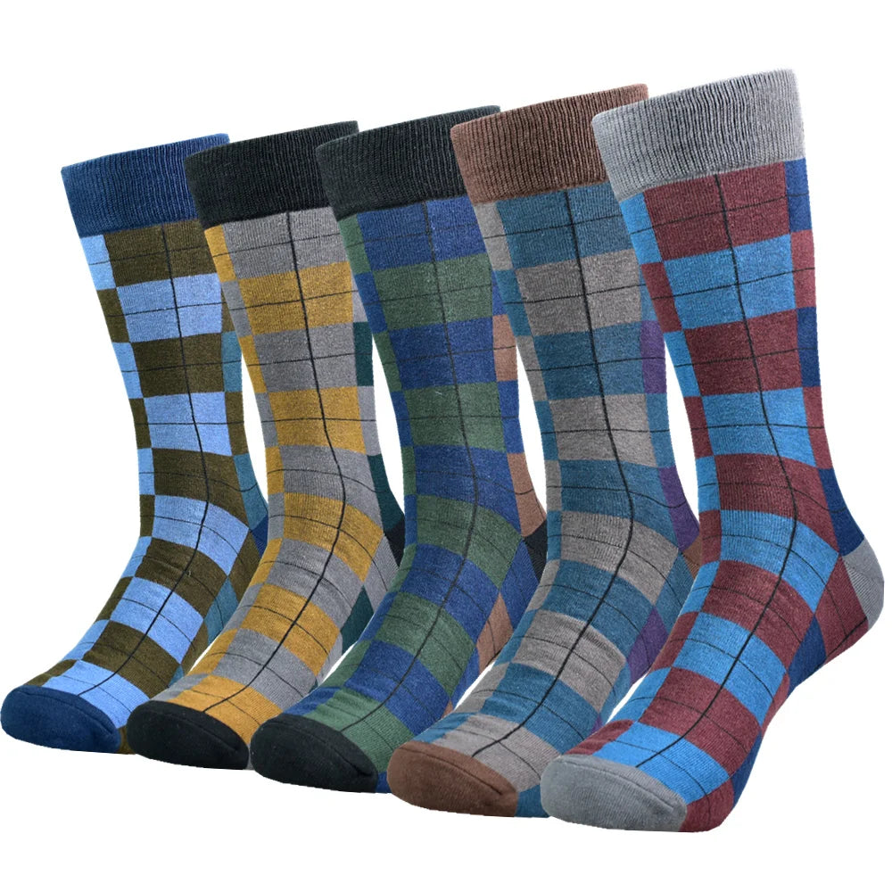 Men's Cotton Black Patterned Happy Colorful Funny Stylish Casual Business Dress Socks